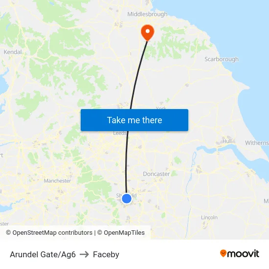 Arundel Gate/Ag6 to Faceby map