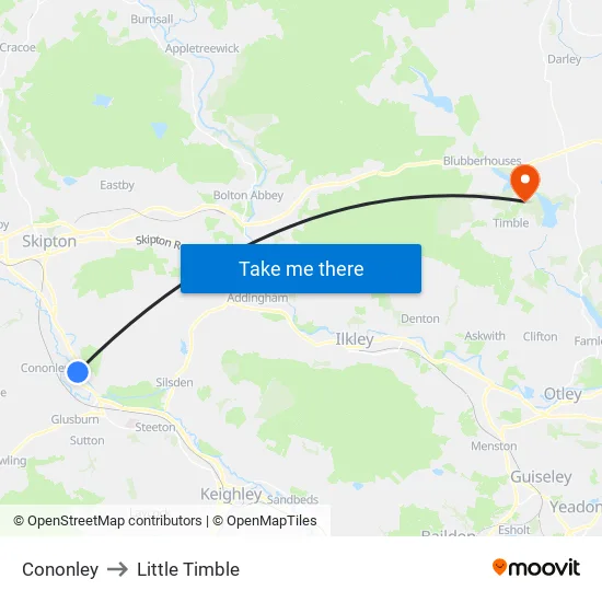 Cononley to Little Timble map