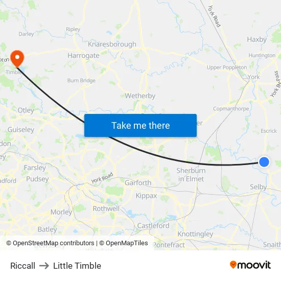 Riccall to Little Timble map
