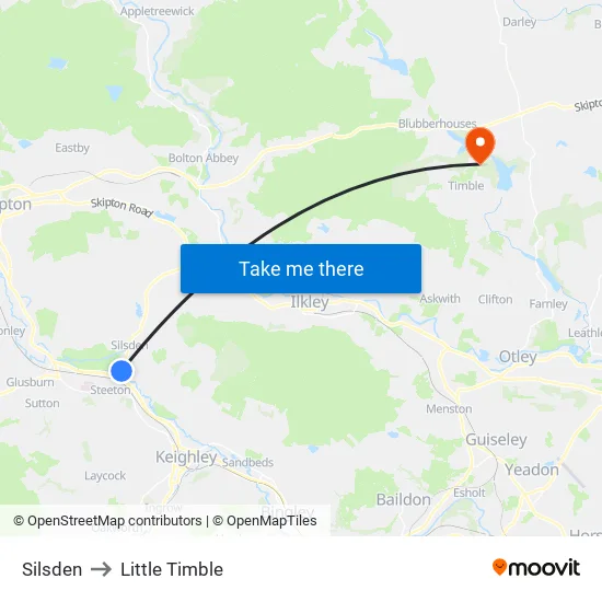 Silsden to Little Timble map