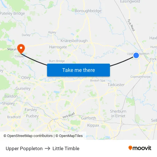 Upper Poppleton to Little Timble map