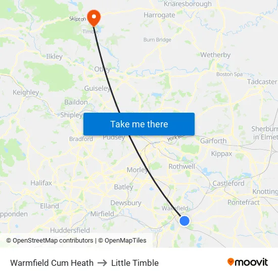 Warmfield Cum Heath to Little Timble map