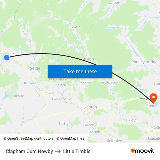 Clapham Cum Newby to Little Timble map