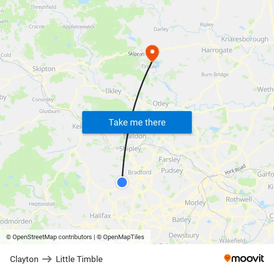 Clayton to Little Timble map