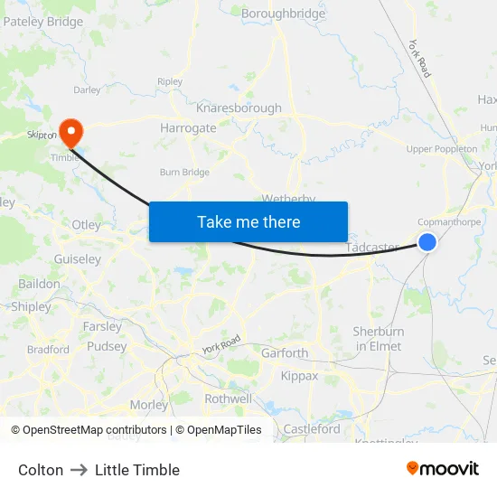 Colton to Little Timble map