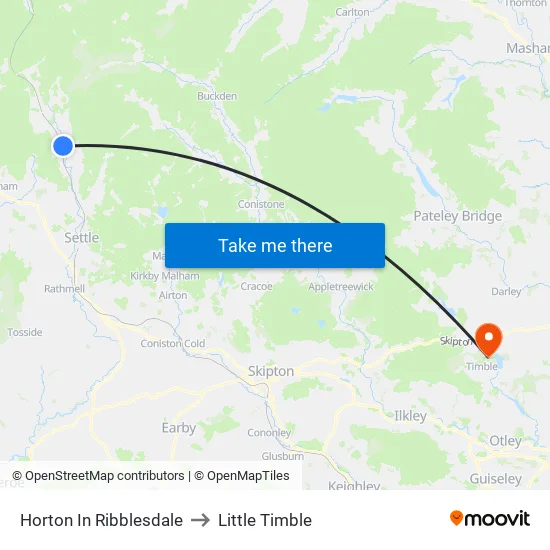 Horton In Ribblesdale to Little Timble map