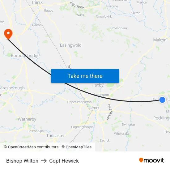 Bishop Wilton to Copt Hewick map