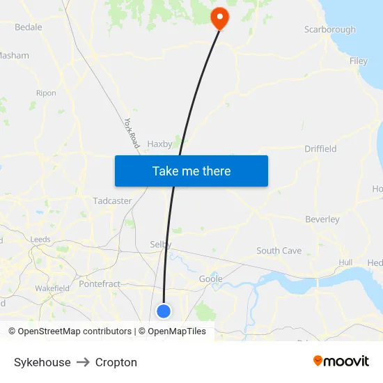 Sykehouse to Cropton map