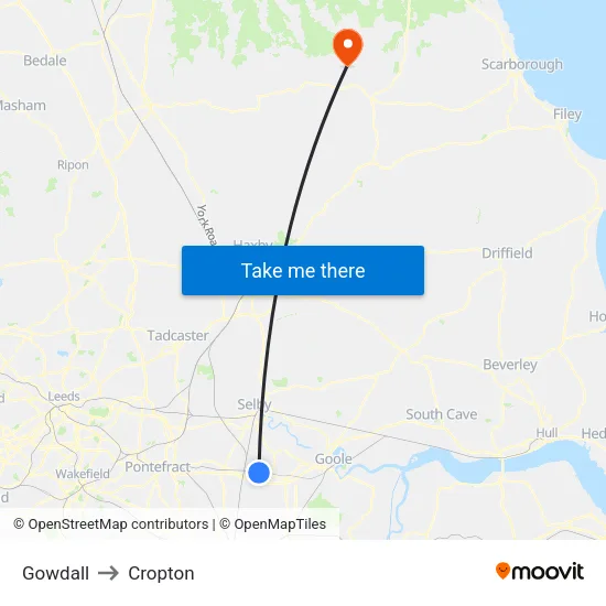 Gowdall to Cropton map
