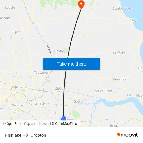 Fishlake to Cropton map