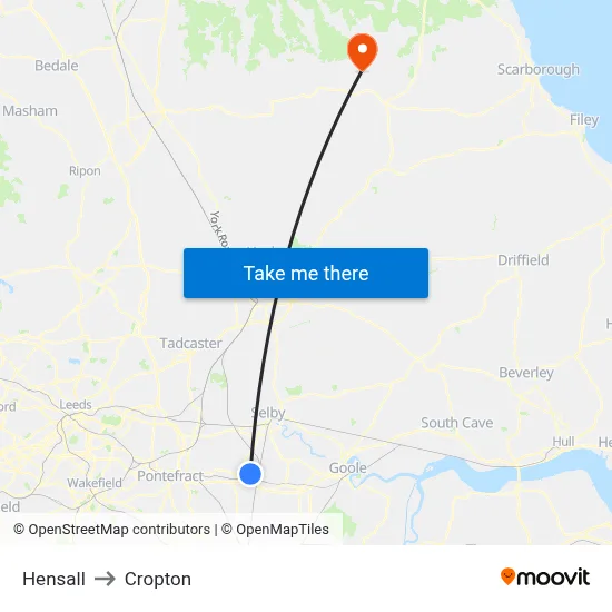 Hensall to Cropton map