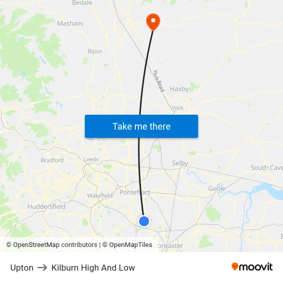 Upton to Kilburn High And Low map