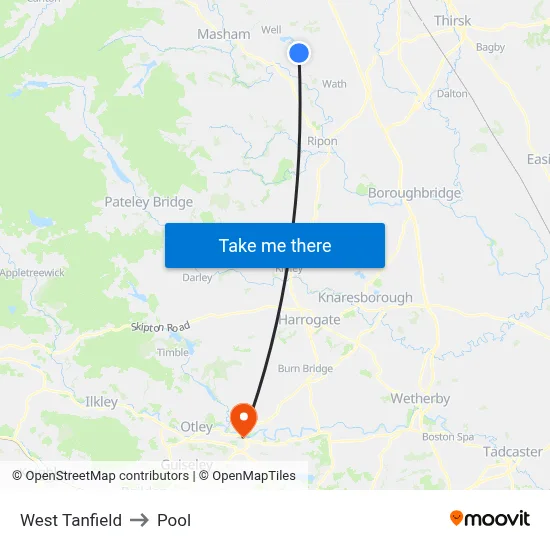 West Tanfield to Pool map
