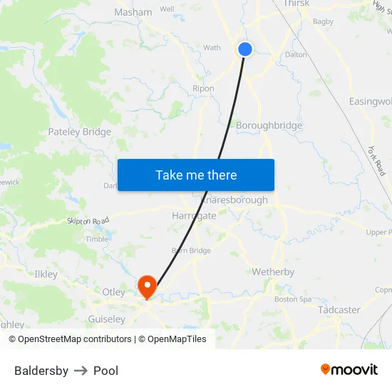 Baldersby to Pool map