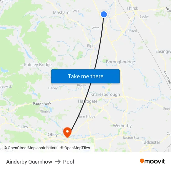 Ainderby Quernhow to Pool map