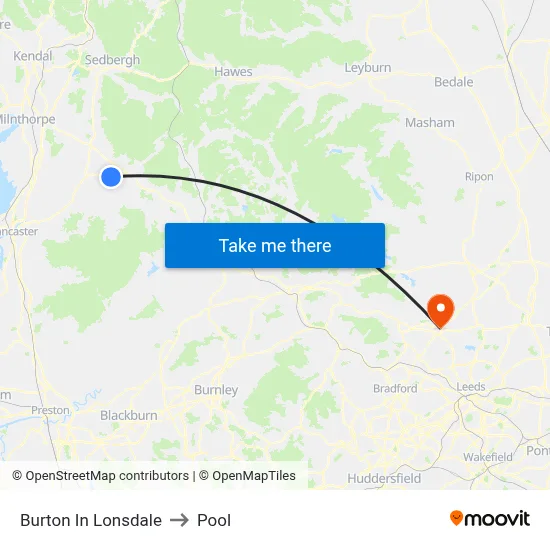 Burton In Lonsdale to Pool map