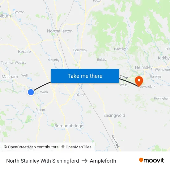 North Stainley With Sleningford to Ampleforth map