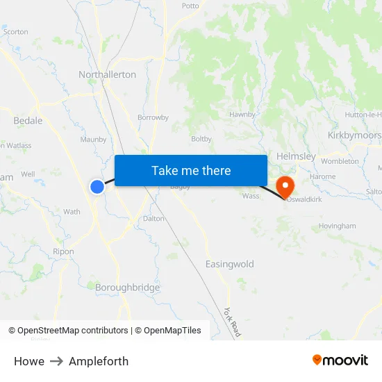 Howe to Ampleforth map