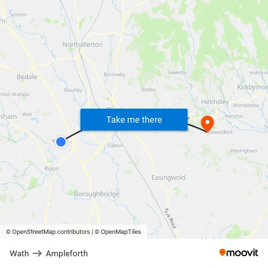 Wath to Ampleforth map