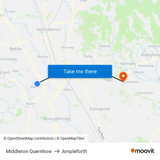 Middleton Quernhow to Ampleforth map