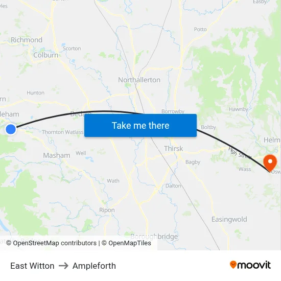 East Witton to Ampleforth map