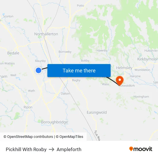 Pickhill With Roxby to Ampleforth map