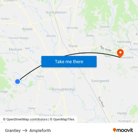 Grantley to Ampleforth map