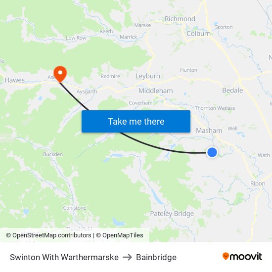 Swinton With Warthermarske to Bainbridge map