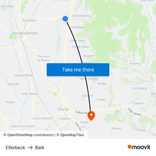 Ellerbeck to Balk map