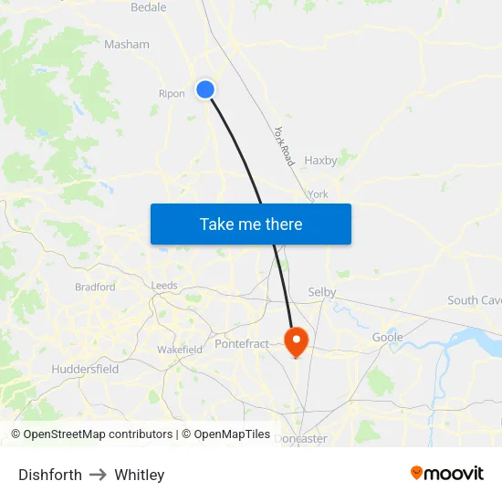 Dishforth to Whitley map