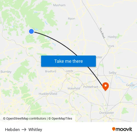 Hebden to Whitley map