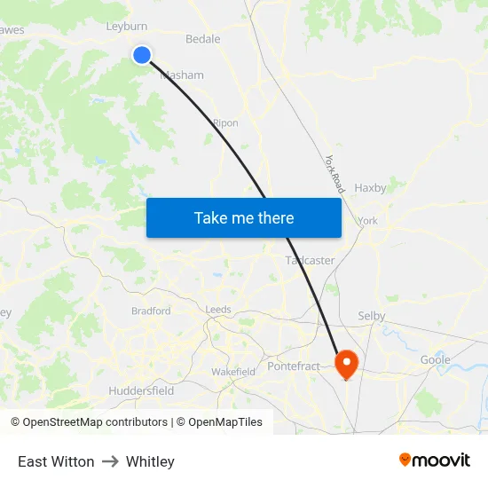 East Witton to Whitley map