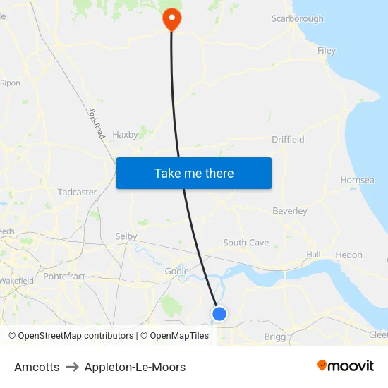 Amcotts to Appleton-Le-Moors map