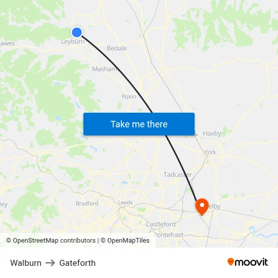 Walburn to Gateforth map