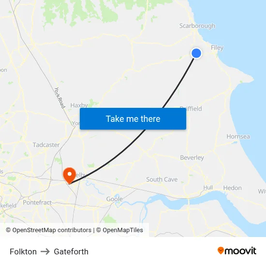 Folkton to Gateforth map