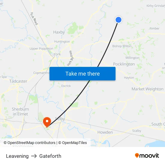 Leavening to Gateforth map