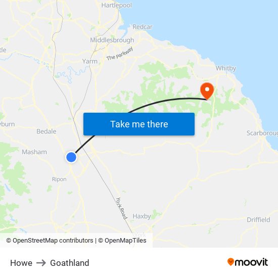 Howe to Goathland map