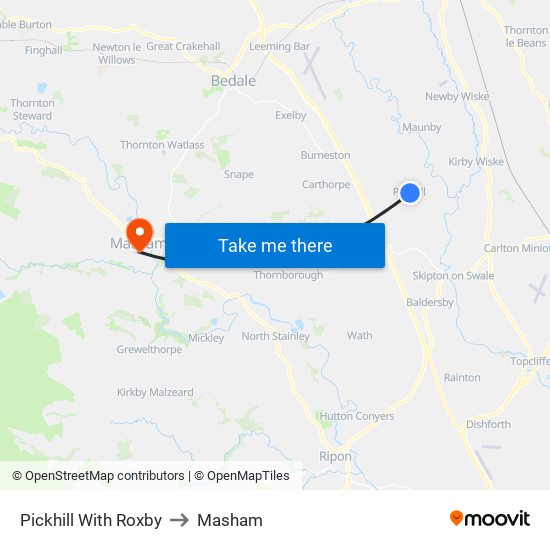 Pickhill With Roxby to Masham map