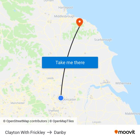 Clayton With Frickley to Danby map