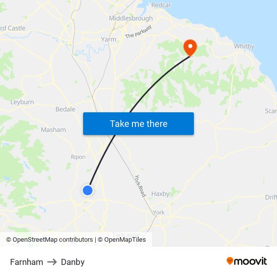 Farnham to Danby map