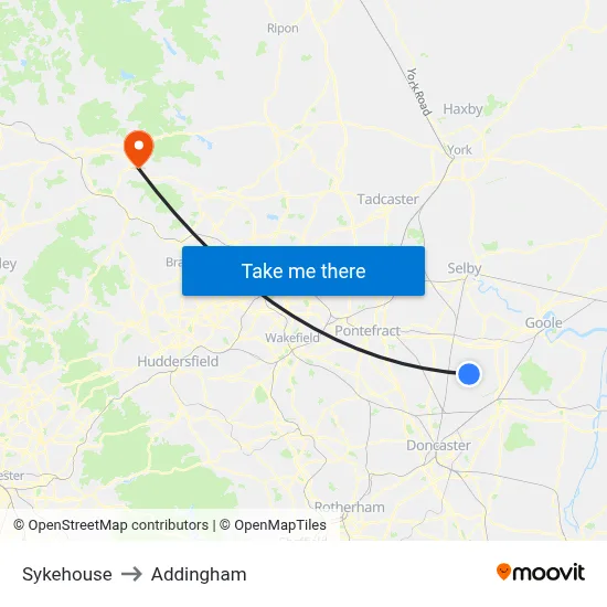 Sykehouse to Addingham map
