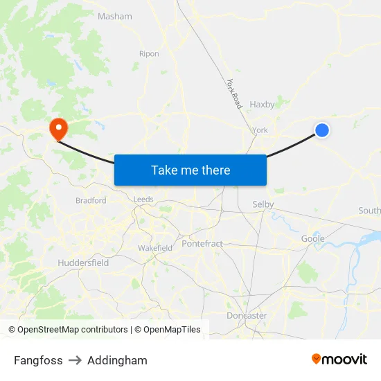 Fangfoss to Addingham map