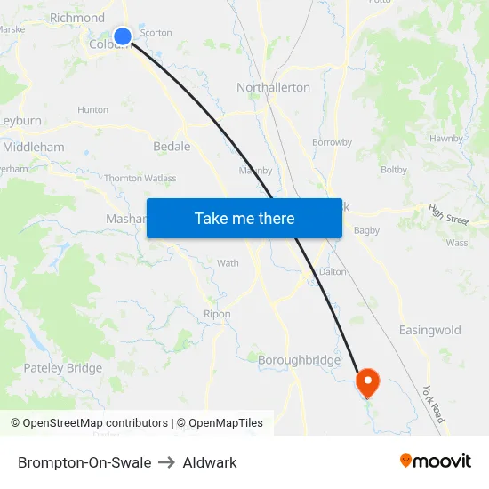 Brompton-On-Swale to Aldwark map