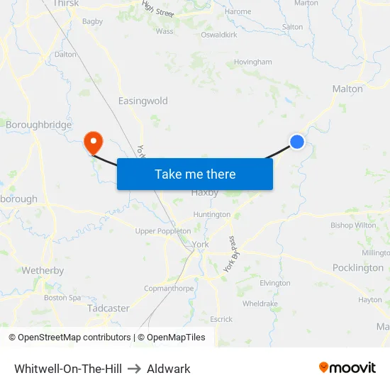 Whitwell-On-The-Hill to Aldwark map