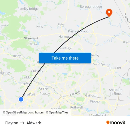 Clayton to Aldwark map