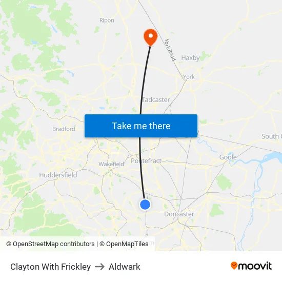 Clayton With Frickley to Aldwark map
