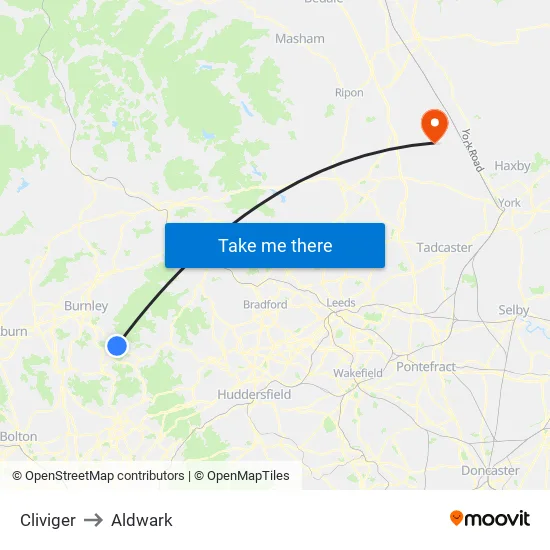 Cliviger to Aldwark map