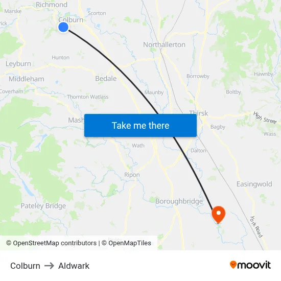 Colburn to Aldwark map