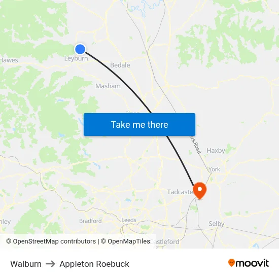 Walburn to Appleton Roebuck map