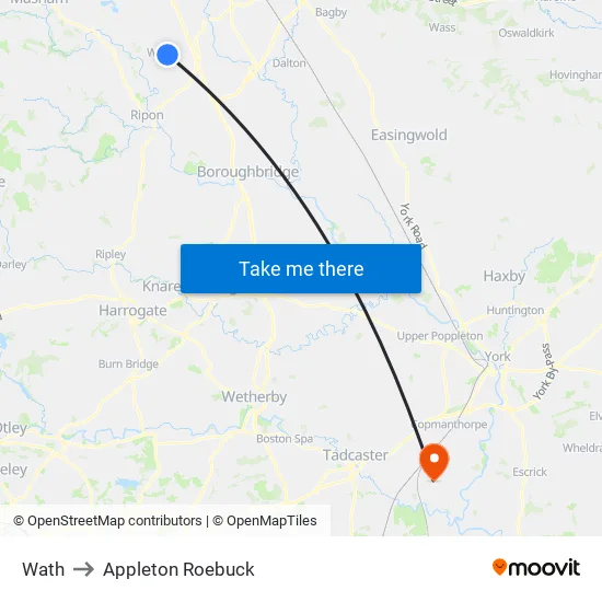 Wath to Appleton Roebuck map